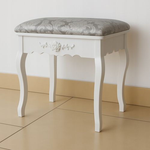 TOALETKA KOSMETYCZNA Z LUSTREM OBROTOWYM I TABORETEM DREWNIANA BIAŁA na Arena.pl