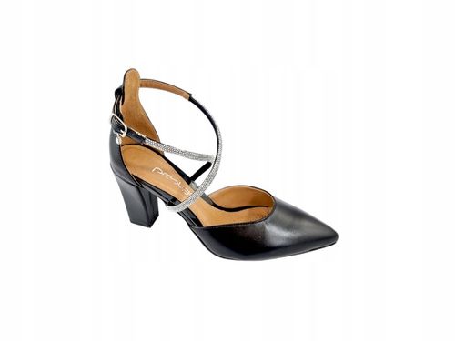 Czarne czółenka Prestige 2227/OBL sr. cekiny damskie słupek eleganckie r.37 na Arena.pl