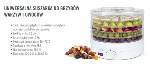 Suszarka do GRZYBÓW OWOCÓW spożywcza 5 poziomów na Arena.pl