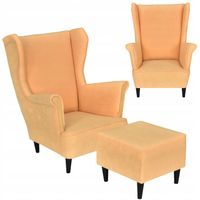 Fotel uszak MAX podnóżkiem skandynawski Family Meble orange łososiowy