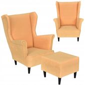 Fotel uszak MAX podnóżkiem skandynawski Family Meble orange łososiowy