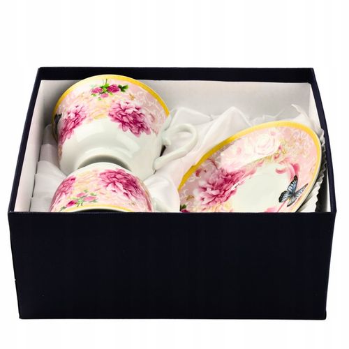 2x FILIŻANKA ZE SPODKIEM KWIATY 250ml do KAWY HERBATY FILIŻANKI DO ESPRESSO na Arena.pl