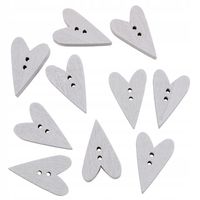 Guzik drewniany SERCE szary 10szt.