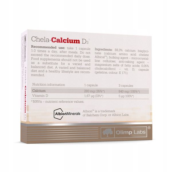 OLIMP CHELA-CALCIUM D3 30kaps ZDROWE KOŚCI ZĘBY zdjęcie 2