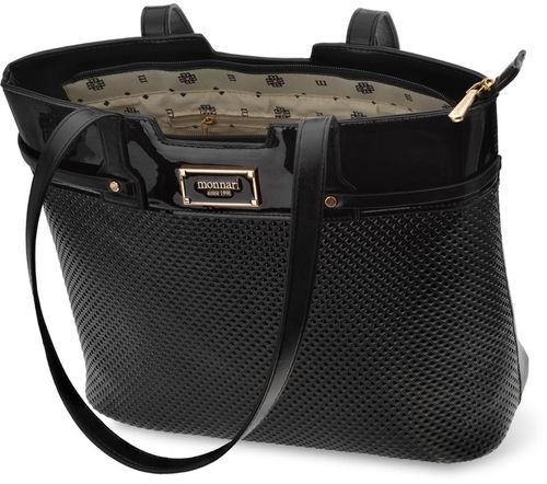 Monnari Torba Ze Zdobieniem Torebka Shopper Duża Sztywna Aktówka Czarna A4 na Arena.pl