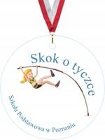 MEDAL Z PLEXI 5 cm z nadrukiem UV skok o tyczce personalizacja twój pomysł