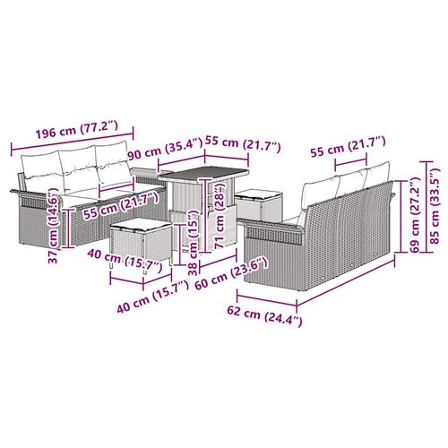 Zestaw Sof na Ogród 9 pcs Beżowy polirattan na Arena.pl