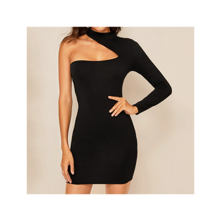 Sukienka seksowna czerń asymetryczna BS001098 czarny S