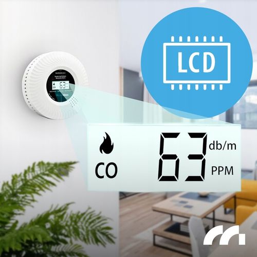 CZUJNIK CZADU I DYMU DETEKTOR TLENKU WĘGLA CERTYFIKOWANY ALARM 2w1 LCD na Arena.pl