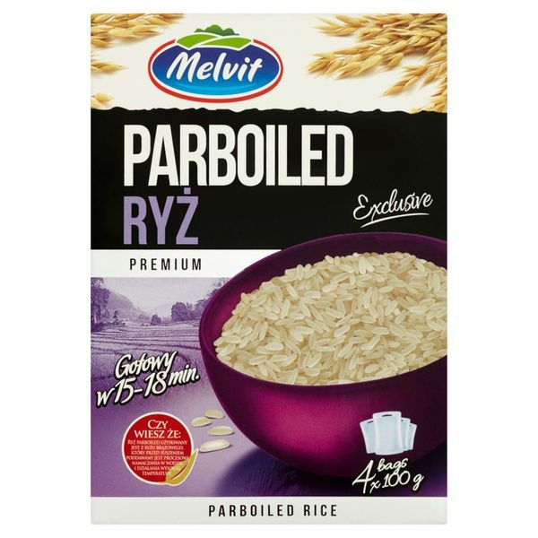 Melvit Premium Ryż parboiled 400 g (4 torebki) zdjęcie 1