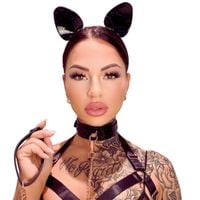 kocie uszy high gloss cat ears black/silver kinky diva