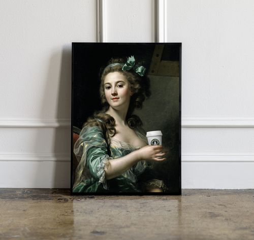 Plakat pop art dama z kawą 50x70 cm na Arena.pl