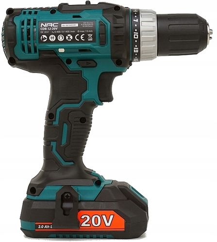 WIERTARKO WKRĘTARKA Akumulatorowa NAC 20V 2biegi +2x Bateria 2Ah +Ładowarka na Arena.pl