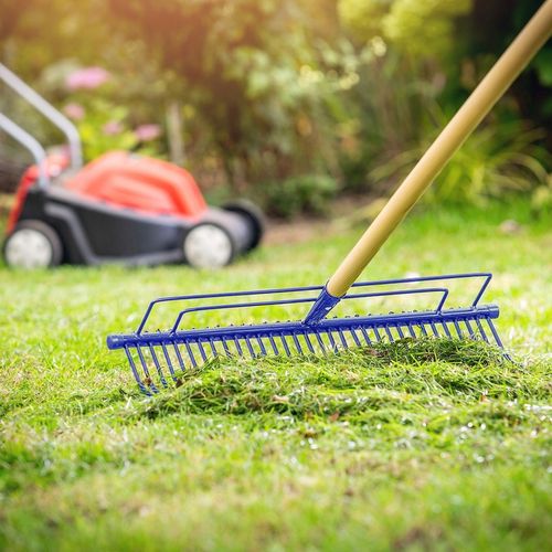 GRABIE METALOWE DO LIŚCI TRAWY OGRODOWE 165cm WZMOCNIONE 32 ZĘBNE TRZONEK na Arena.pl