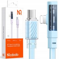 mcdodo kabel kątowy usb-c lightning płaski 36w do iphone 13 14 niebieski 1m