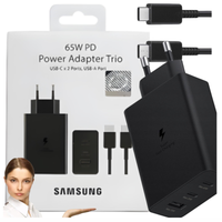 Samsung 65W PD Power Adapter Trio + Kabel USB-C  Ładowarka 2x USB-C + USB-A Super Fast Charging