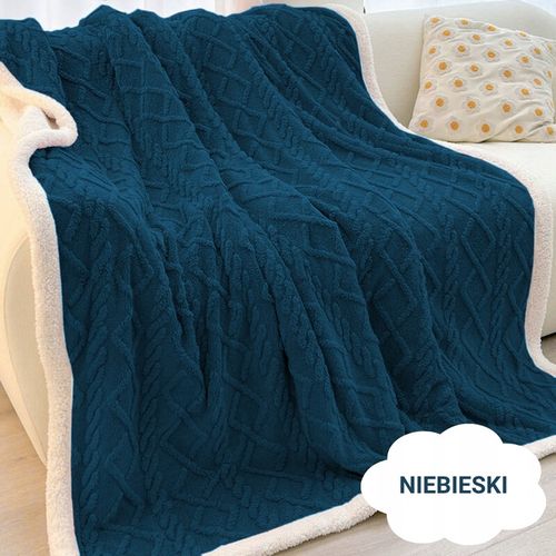 Gruby koc 200x220 pluszowy sweterek z barankiem zimowy kolory narzuta na Arena.pl