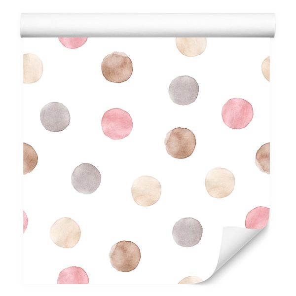 Tapeta Ścienna W Stylu Boho Akwarelowe KROPECZKI Groszki Abstrakcja zdjęcie 9