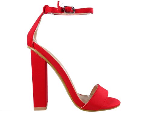 Czerwone sandałki na słupku z paskiem w kostce 36 na Arena.pl