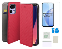 Etui z klapką do REALME 16 PRO 5G czerwony obudowa + folia ochronna TPU