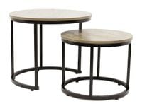 Stoliki kawowe okrągłe zestaw stolików loft fi 53x45 fi 43x35 dąb sonoma