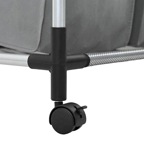 Kosz na pranie z kółkami 3 przegrody szary na Arena.pl