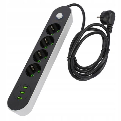 PRZEDŁUŻACZ listwa 2m 4 gniazda + 3x USB na Arena.pl