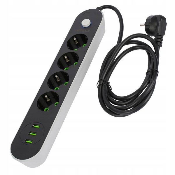 PRZEDŁUŻACZ listwa 2m 4 gniazda + 3x USB zdjęcie 6