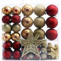 ZESTAW BOMBKI CHOINKOWE NA CHOINKA GWIAZDKI KOMPLET WALIZKA PREZENT 76 EL.