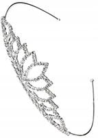 opaska Diadem włosów cyrkonie Ślub SREBRNA Korona  N138