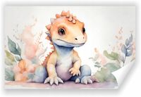 Fototapeta PREMIUM STRUKTURA ZMYWALANA dinozaur w pastelowych kolorach