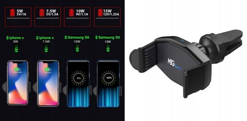UCHWYT SAMOCHODOWY Z ŁADOWARKĄ INDUKCYJNĄ 15W QI na Arena.pl