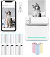 MINI DRUKARKA TERMICZNA DO ZDJĘĆ NOTATEK ETYKIET + 13 ROLEK GRATIS NAKLEJKI