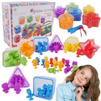 Animal nauka liczenia kolorów sorter kubki PREZENT dla Chłopca Dziewczynki