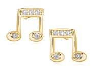 Delikatne pozłacane srebrne kolczyki nutki nuty z cyrkoniami srebro 925 Z1125E_G