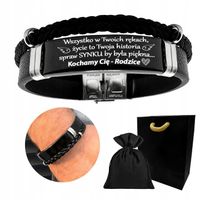 Bransoletka męska SKÓRZANA z grawerem DLA SYNA prezent od Mamy Taty