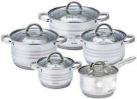 KOMPLET GARNKÓW Garnki ZESTAW 10 el. STAL NIERDZEWNA Indukcja Gaz