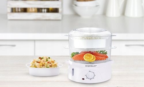 PAROWAR ELEKTRYCZNY DO GOTOWANIA NA PARZE 800W 9L MINUTNIK BIAŁY 3 X na Arena.pl