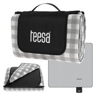 Koc mata piknikowa 200x200cm Teesa szara krata polarowa z izolacją PEVA