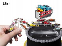 TOPPERY NA TORT (10szt) + duży TOPPER Najlepszego - WYŚCIGI F1 FORMUŁA