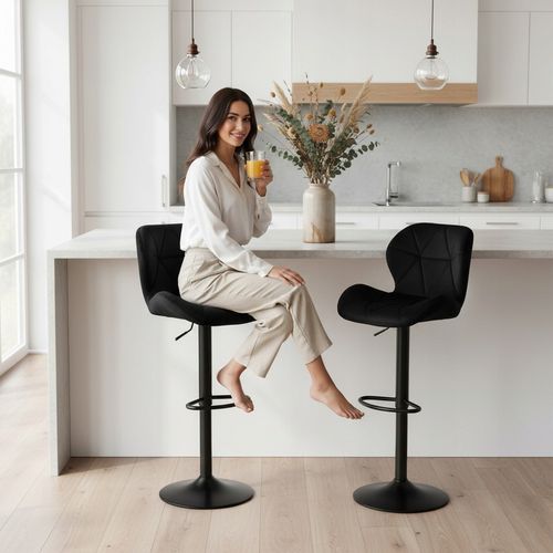 KRZESŁO BAROWE OBROTOWE REGULOWANE PIKOWANE HOKER WELUROWY CZARNY na Arena.pl