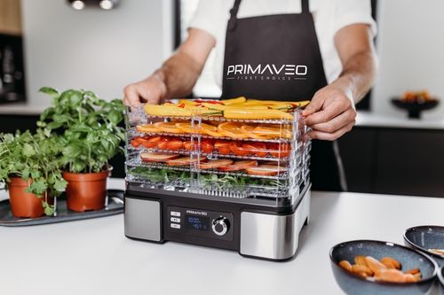 DUŻA SUSZARKA DO GRZYBÓW OWOCÓW TERMOOBIEG 450W ZEGAR PRIMAVEO POJEMNA 12L na Arena.pl