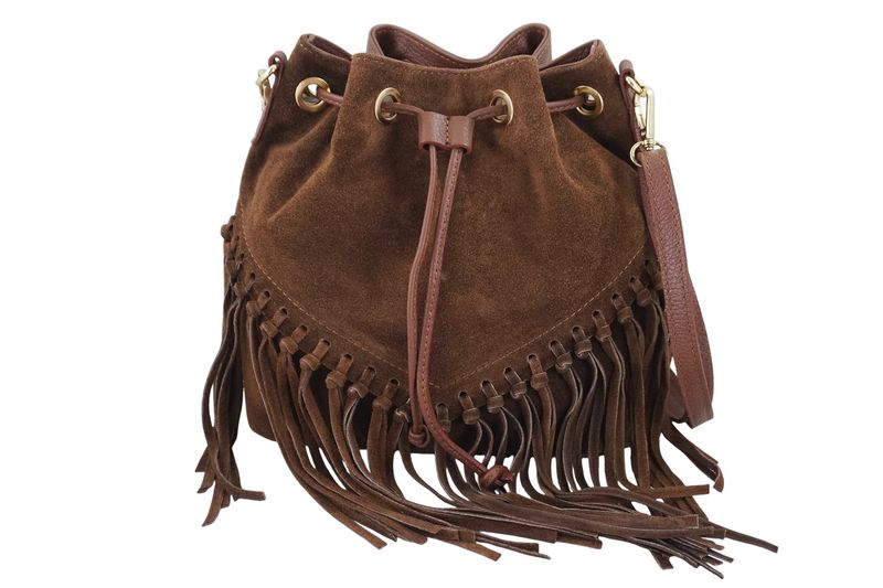 Torebka skórzana boho style - Brązowa zdjęcie 4