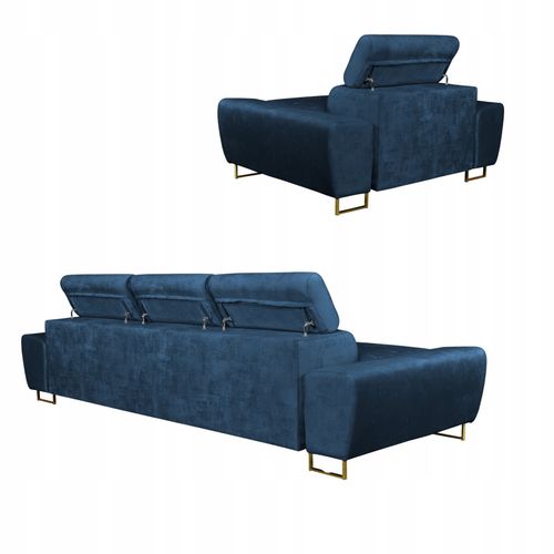 Zestaw mebli wypoczynkowych salon Bosso Sofa 3os fotele granat Family Meble na Arena.pl