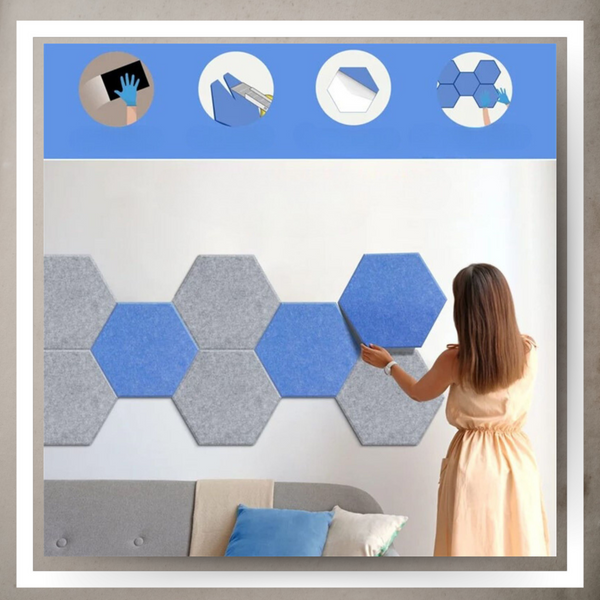 Panele Ścienne Filcowe 3D Heksagon Zagłówek Samoprzylepne Akustyczne Soft zdjęcie 12