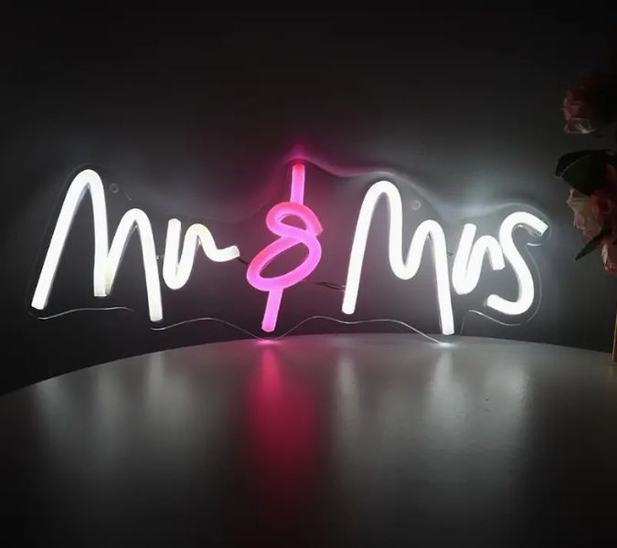 Mini Biały Różowy Neon LED Pan I Pani WYPRZEDAŻ zdjęcie 4