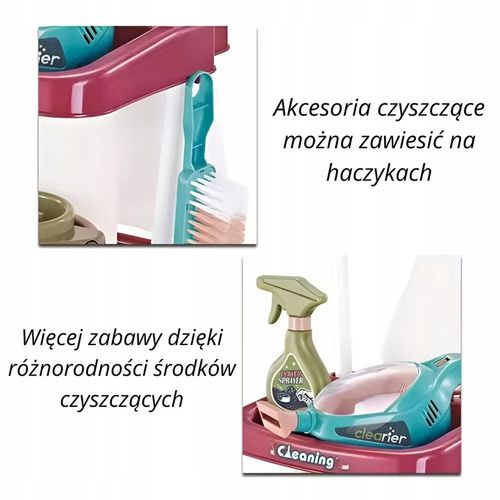 Zestaw do Sprzątania Czyszczenia dla Dzieci Wózek Mop Odkurzacz Miotła 16el na Arena.pl