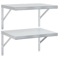 Półki ścienne, 2 szt., 50x40 cm, srebrna stal nierdzewna