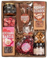PREZENT NA DZIEŃ BABCI I DZIADKA zestaw słodyczy kosz prezentowy herbaty