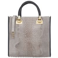 VVERA PELLE torebka damska zamszowa klasyczna kroko z paskiem V602 j.taupe